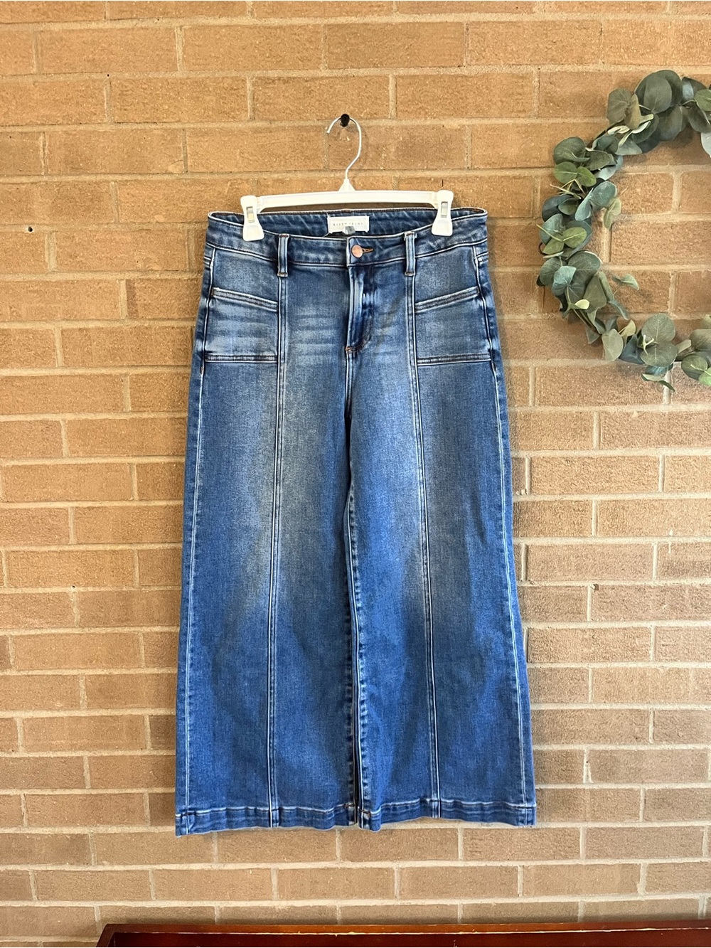 High-Rise Wide Leg Flare Jeans in Faded Blue